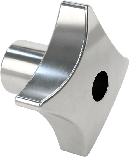 Paslanmaz Çelik Dört Kollu Topuz, 3/8“ Çapında 1-1/4” Derinlikte Delik ile