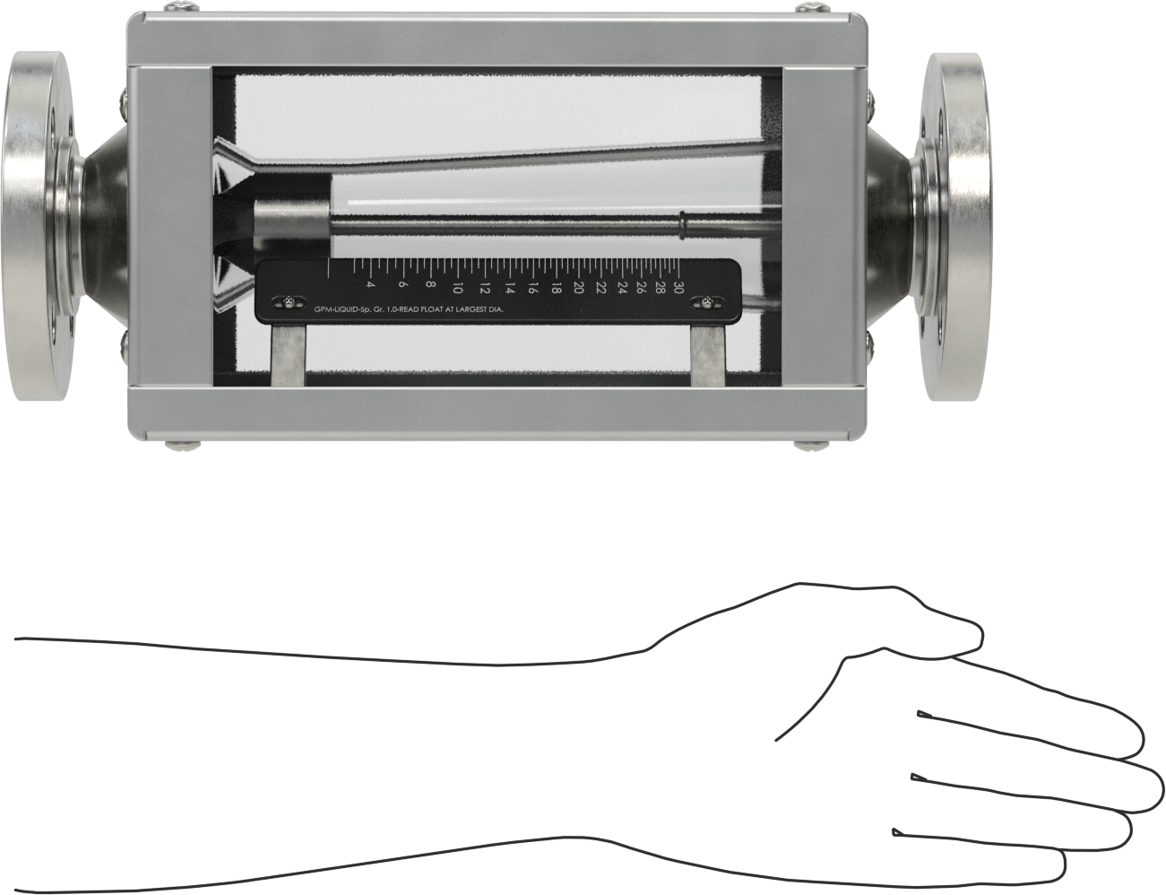 Flanşlı Akış Ölçer, 1-1/2 Boru Bağlantısı, 0,25 ila 30 gpm Akış Aralığı