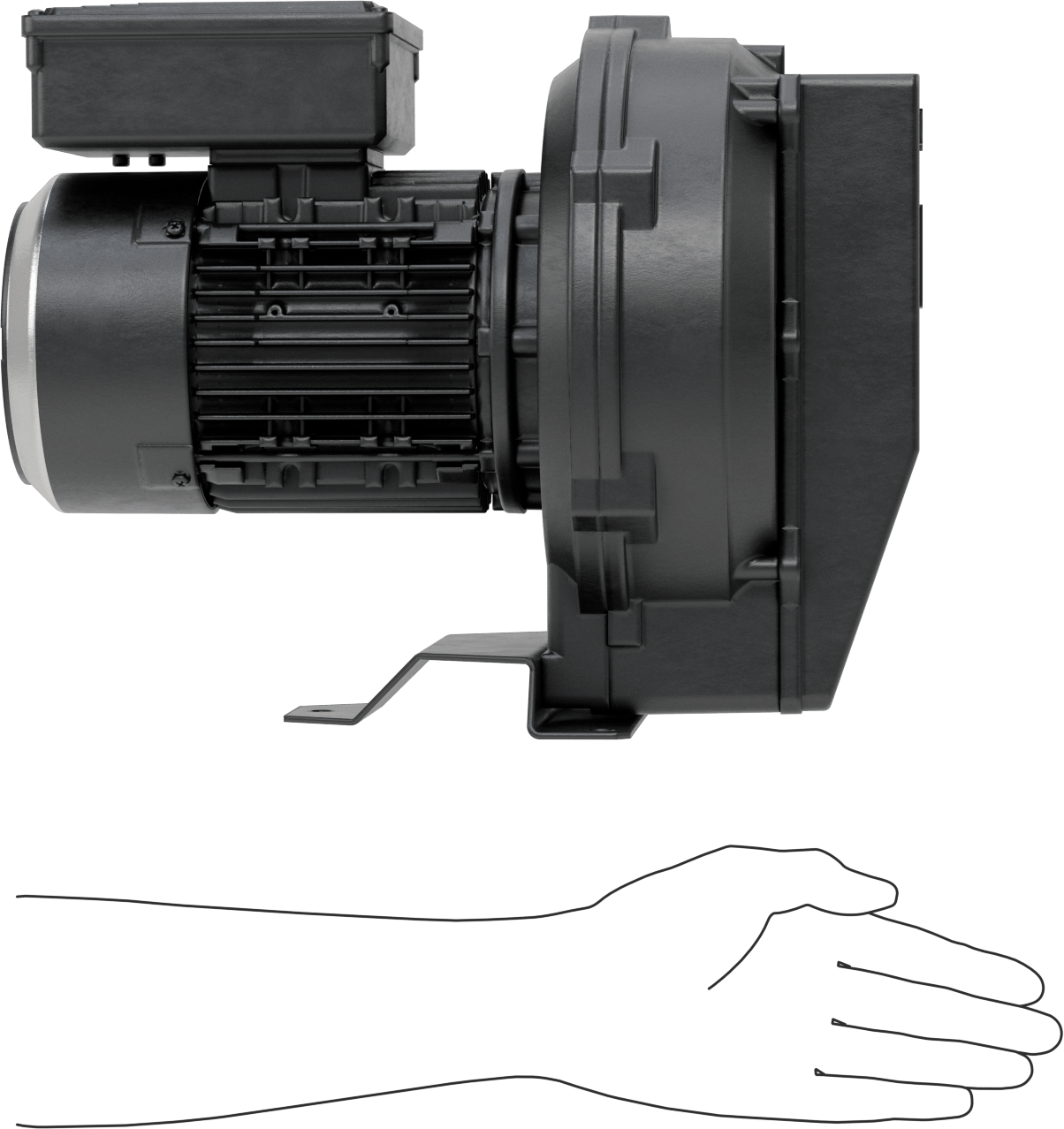 Yüksek Akışlı Düşük Basınçlı Sıkıştırılmış Hava Üfleyici, 2 Stage, 1 Phase, 35CFM @ 0 PSI Maksimum Akış Hızı, 3/4 hp