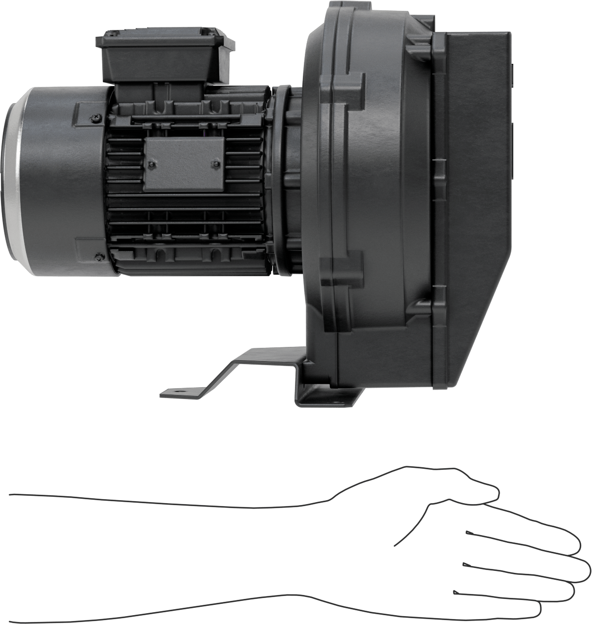 Yüksek Akışlı Düşük Basınçlı Sıkıştırılmış Hava Üfleyici, İki Aşamalı, 3 Phase, 208/230/460V AC, 3/4 hp