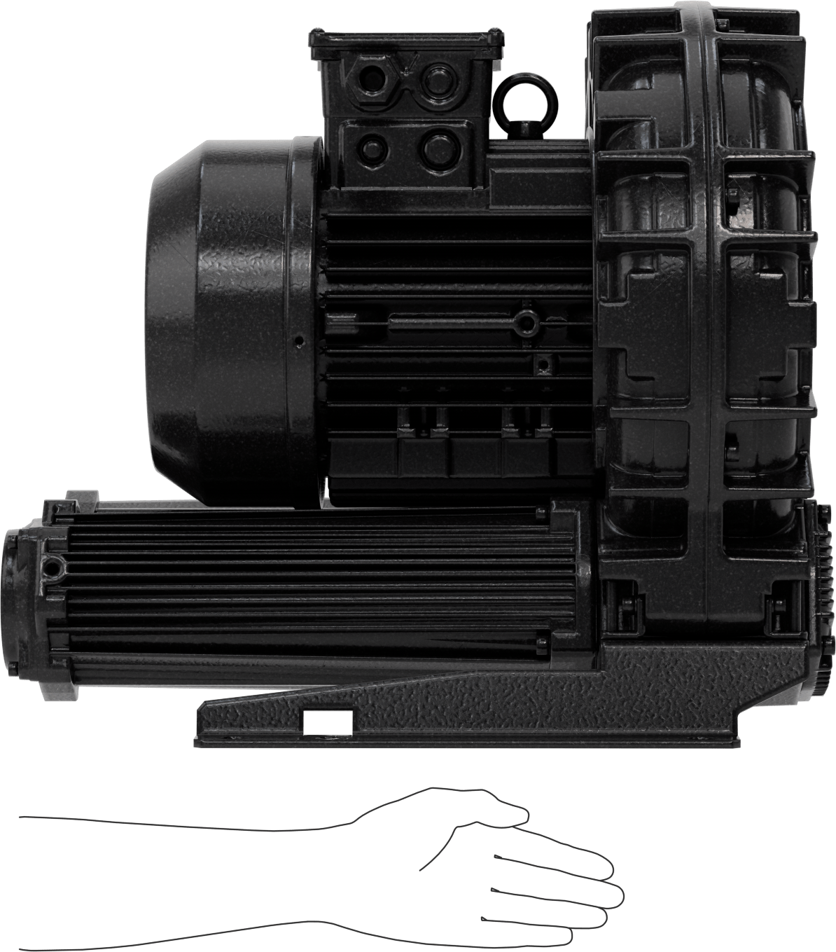 Yüksek Akışlı Düşük Basınçlı Sıkıştırılmış Hava Üfleyici, Tek Kademeli, 3 Phase, 208/230/460V AC, 307 CFM@0 PSI