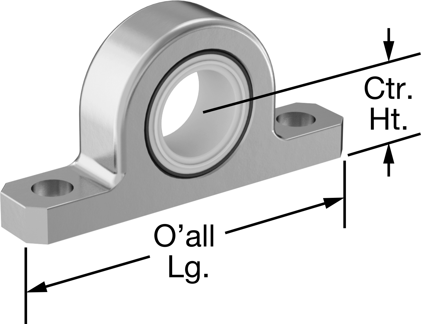 Kuru Çalışmalı Monte Edilmiş Kovanlı Rulman, Asetal, 3/4" Mil Çapı için, 3/4" Merkez Yüksekliği