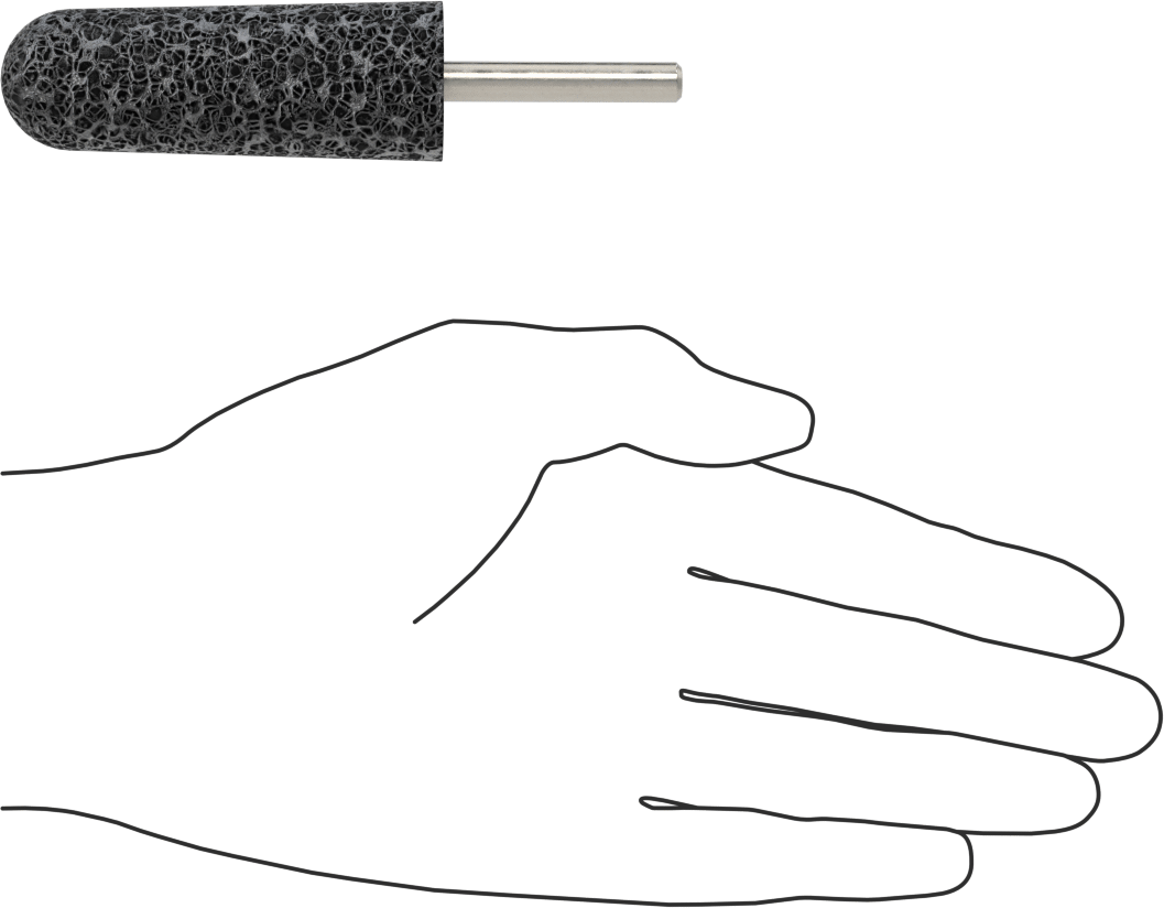 Paslanmaz Çelik için Taşlama Ucu, 1/4" Şaft Çapı, 1 inç Çap x 2-3/4 inç Uzunlukta Baş, 30 Kum