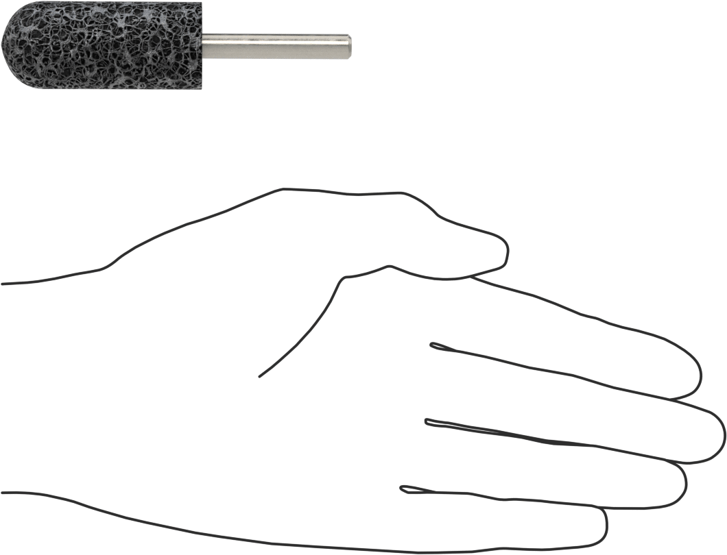 Paslanmaz Çelik için Taşlama Ucu, 1/4" Şaft Çapı, 7/8“ Çap x 2” Uzunlukta Başlık, 30 Kum