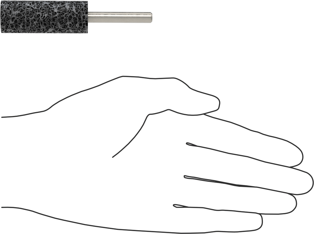 Paslanmaz Çelik için Taşlama Ucu, 1/4" Şaft Çapı, 3/4“ Çap x 2” Uzunluk Baş, 30 Kum