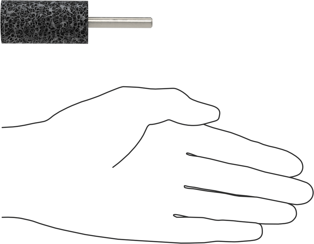 Paslanmaz Çelik için Taşlama Ucu, 1/4" Şaft Çapı, 1 inç Çap x 2 inç Uzunluk, Başlıklı, 30 Kum