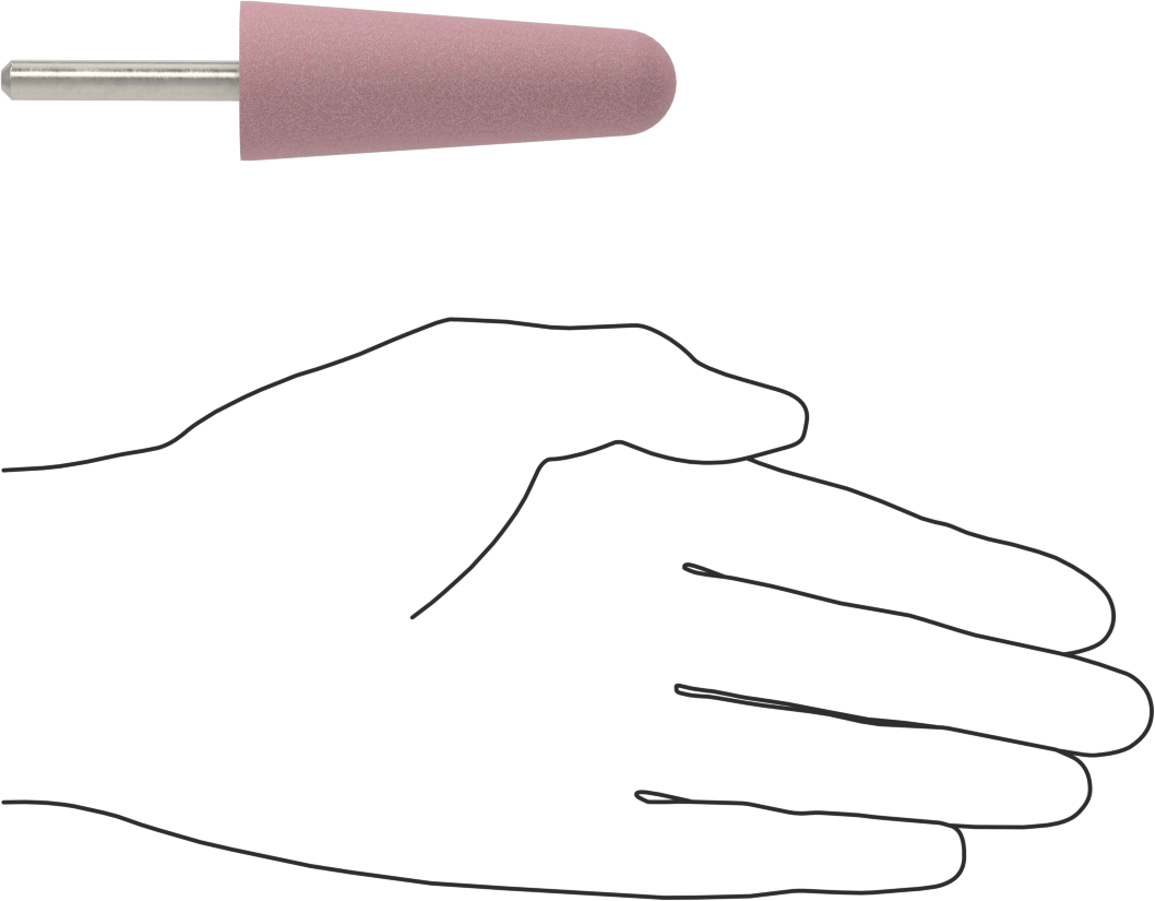 Paslanmaz Çelik için Taşlama Ucu, 1/4" Şaft Çapı, 1 inç Çap x 2-3/4 inç Uzunlukta Baş, 60 Kum