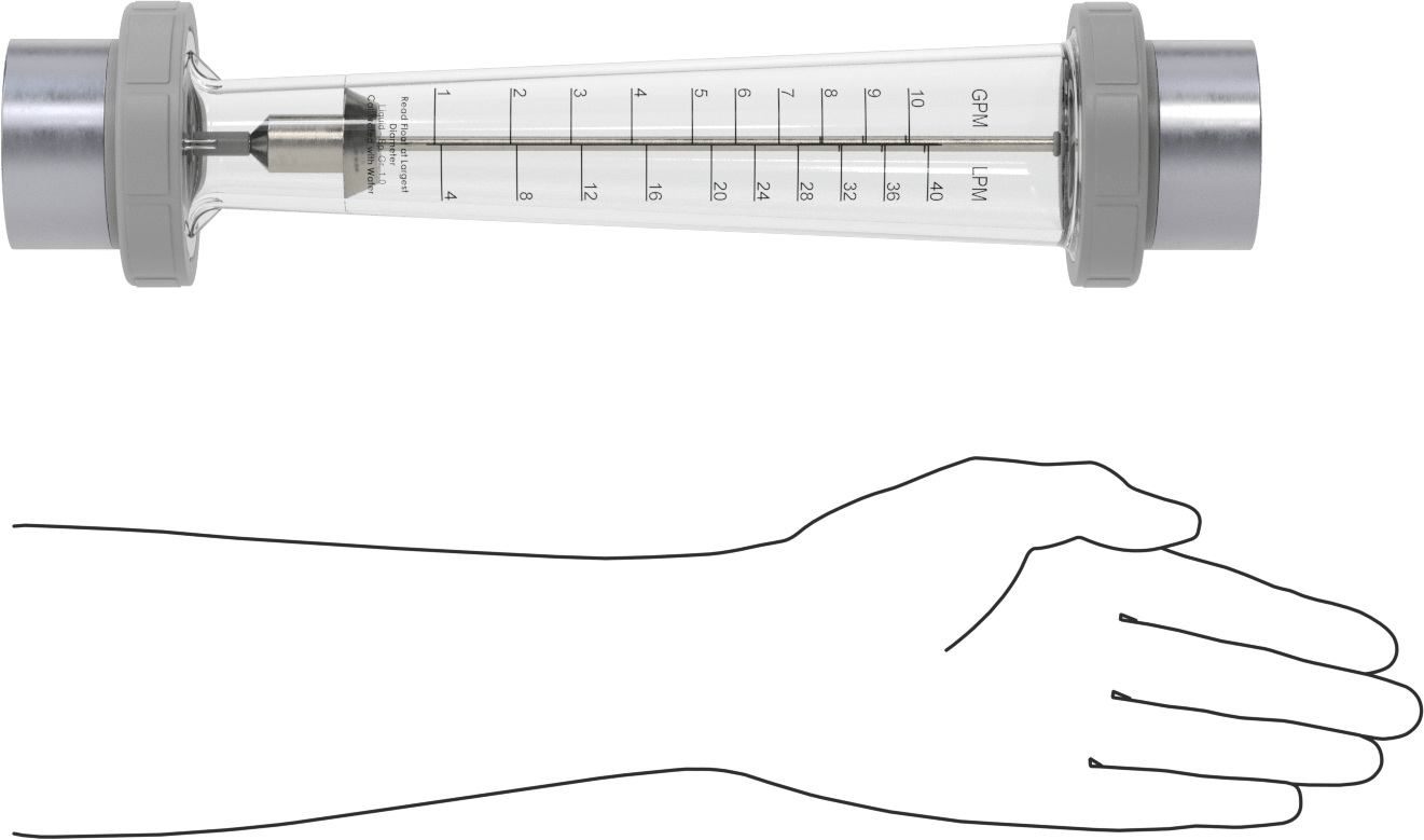 Yüksek Sıcaklık Akış Ölçer, PVC Bağlantı Parçaları, 1-1/2 NPT Dişi, 1 ila 10 gpm