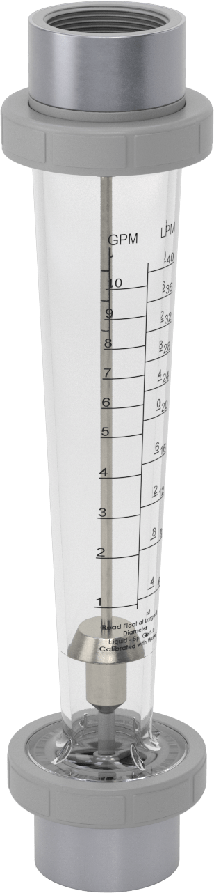 Yüksek Sıcaklık Akış Ölçer, PVC Bağlantı Parçaları, 1-1/2 NPT Dişi, 1 ila 10 gpm
