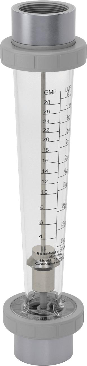 Yüksek Sıcaklık Akış Ölçer, PVC Bağlantı Parçaları, 1-1/2 NPT Dişi, 3 ila 30 gpm