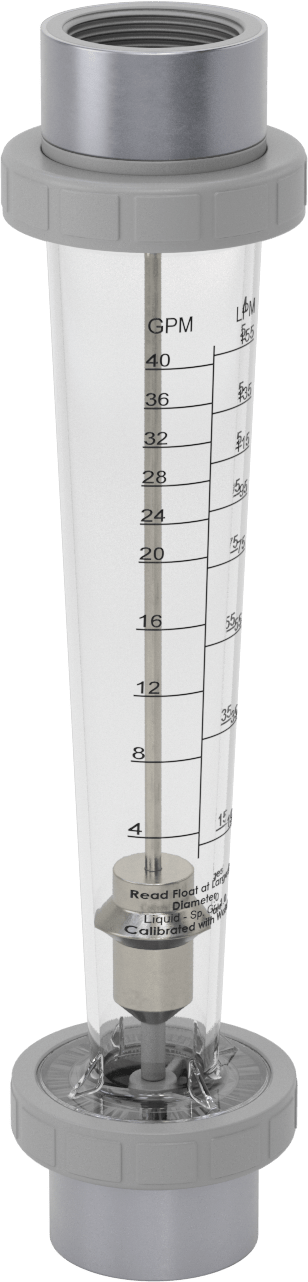 Yüksek Sıcaklık Akış Ölçer, PVC Bağlantı Parçaları, 1-1/2 NPT Dişi, 4 ila 40 gpm