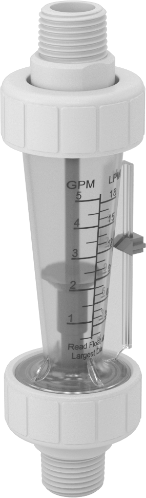 Yüksek Sıcaklık Akış Ölçer, Polisülfon Bağlantı Parçaları, 1/2 NPT Erkek, 0.5 ila 5 gpm