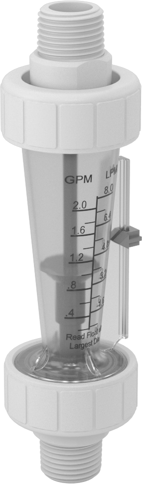 Yüksek Sıcaklık Akış Ölçer, Polisülfon Bağlantı Parçaları, 1/2 NPT Erkek, 0.2 ila 2 gpm