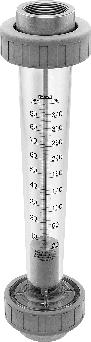 Yüksek Sıcaklık Akış Ölçer, Polisülfon Bağlantı Parçaları, 2 NPT Dişi, 6-100 gpm