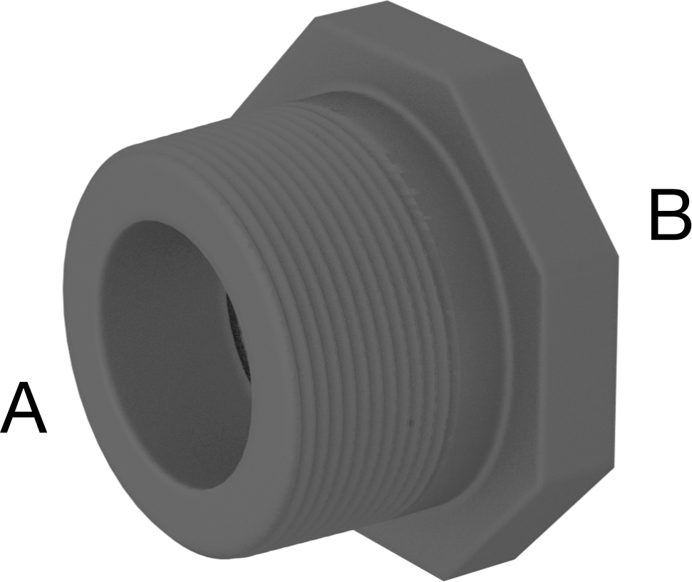 Alev Geciktirici PVDF Boru Bağlantı Elemanı, Burç Redüktör Adaptörü, 2 NPT Erkek x 1-1/2 NPT Dişi