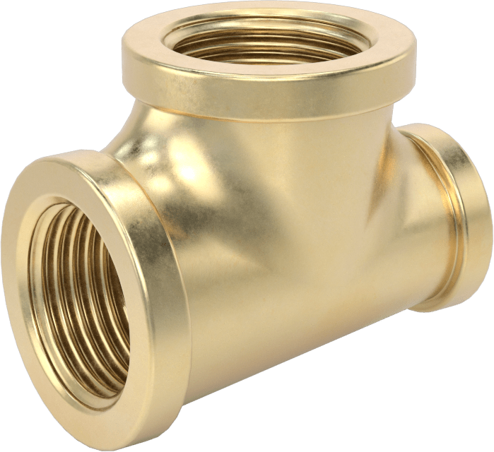 Düşük Basınçlı Pirinç Dişli Boru Bağlantı Elemanı, Dik Açı T Redüktör, 1/2 x 1/4 NPT Dişi