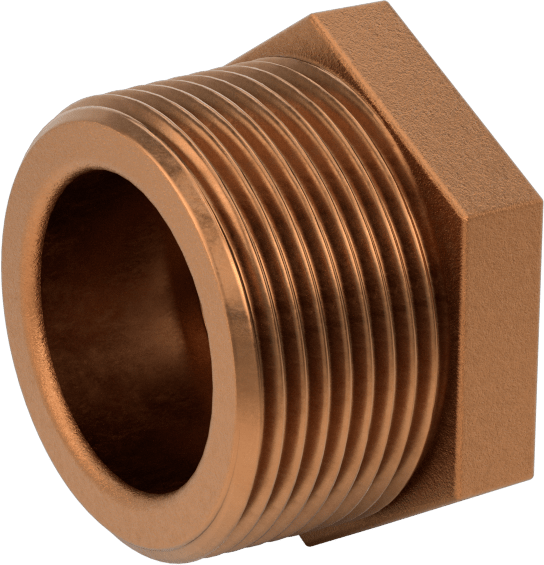 Düşük Basınçlı Pirinç Dişli Boru Bağlantı Elemanı, Burç Adaptörü, Altıgen Gövde, 1-1/4 Erkek x 1/2 Dişi NPT