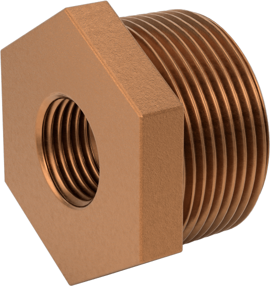 Düşük Basınçlı Pirinç Dişli Boru Bağlantı Elemanı, Burç Adaptörü, Altıgen Gövde, 1-1/4 Erkek x 1/2 Dişi NPT