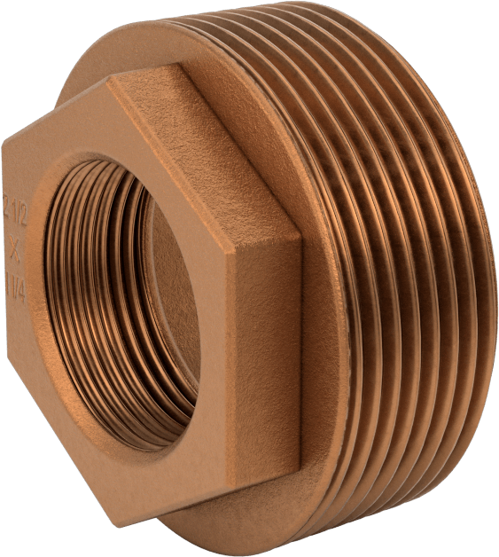 Düşük Basınçlı Pirinç Dişli Boru Bağlantı Elemanı, Altıgenli Burç Adaptörü, 2-1/2 Erkek x 1-1/4 Dişi NPT