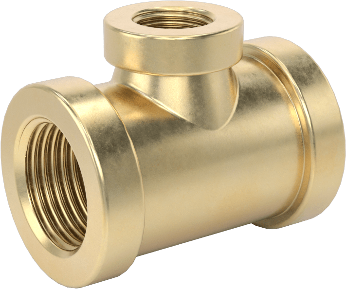 Düşük Basınçlı Pirinç Dişli Boru Bağlantı Elemanı, Hat Üstü T Redüktör, 3/8 x 1/8 NPT Dişi