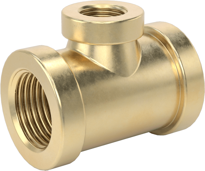 Düşük Basınçlı Pirinç Dişli Boru Bağlantı Elemanı, Hat Üstü T Redüktör, 3/8 x 1/8 NPT Dişi