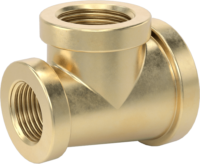 Düşük Basınçlı Pirinç Dişli Boru Bağlantı Elemanı, Çift T Redüktör, 3/4 x 1/2 x 3/8 NPT Dişi