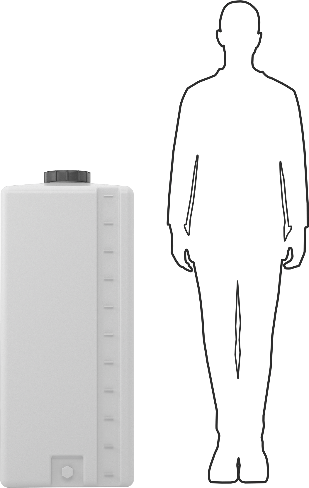 Dikdörtgen Plastik Tank, 55 Galon Kapasite
