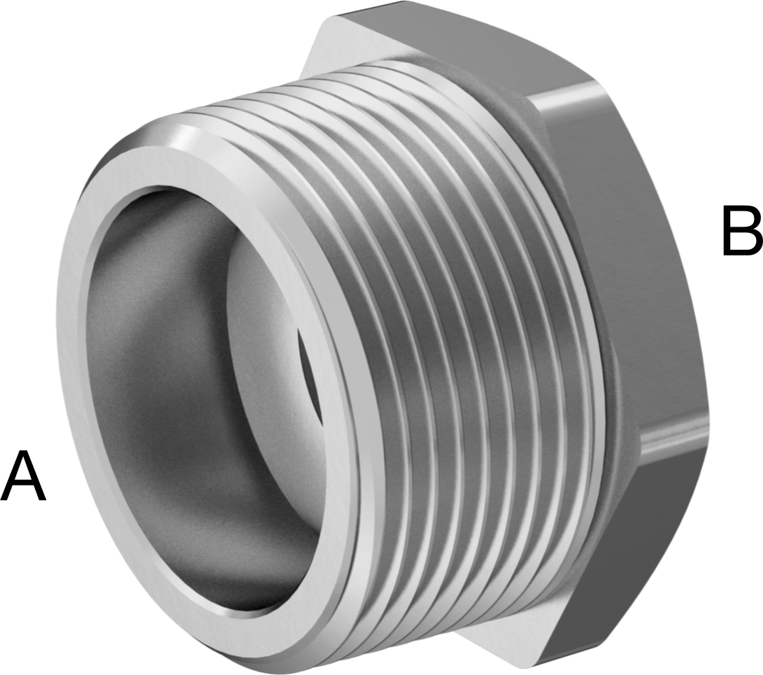 316 Paslanmaz Çelik Dişli Boru Bağlantı Elemanı, Düşük Basınç, Burç Adaptörü, 1-1/4 Erkek x 1/2 Dişi