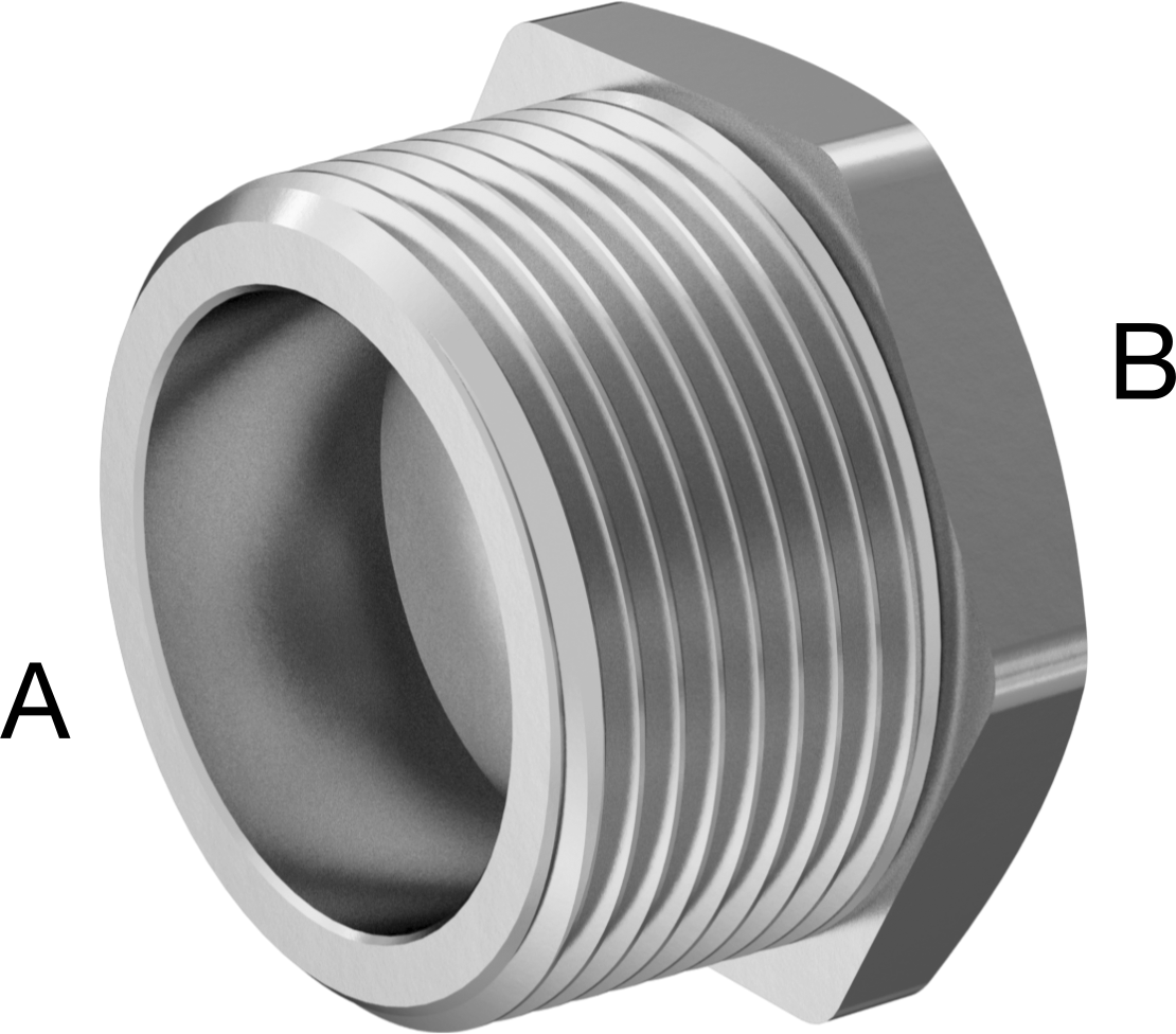 316 Paslanmaz Çelik Dişli Boru Bağlantı Elemanı, Düşük Basınç, Burç Adaptörü, 1-1/4 Erkek x 1/4 Dişi