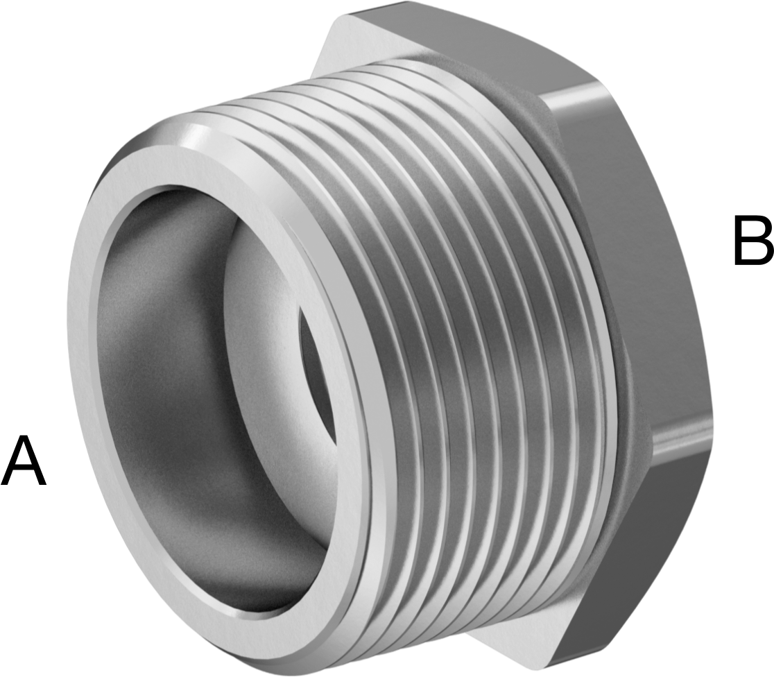 316 Paslanmaz Çelik Dişli Boru Bağlantı Elemanı, Düşük Basınç, Burç Adaptörü, 1-1/4 Erkek x 3/4 Dişi