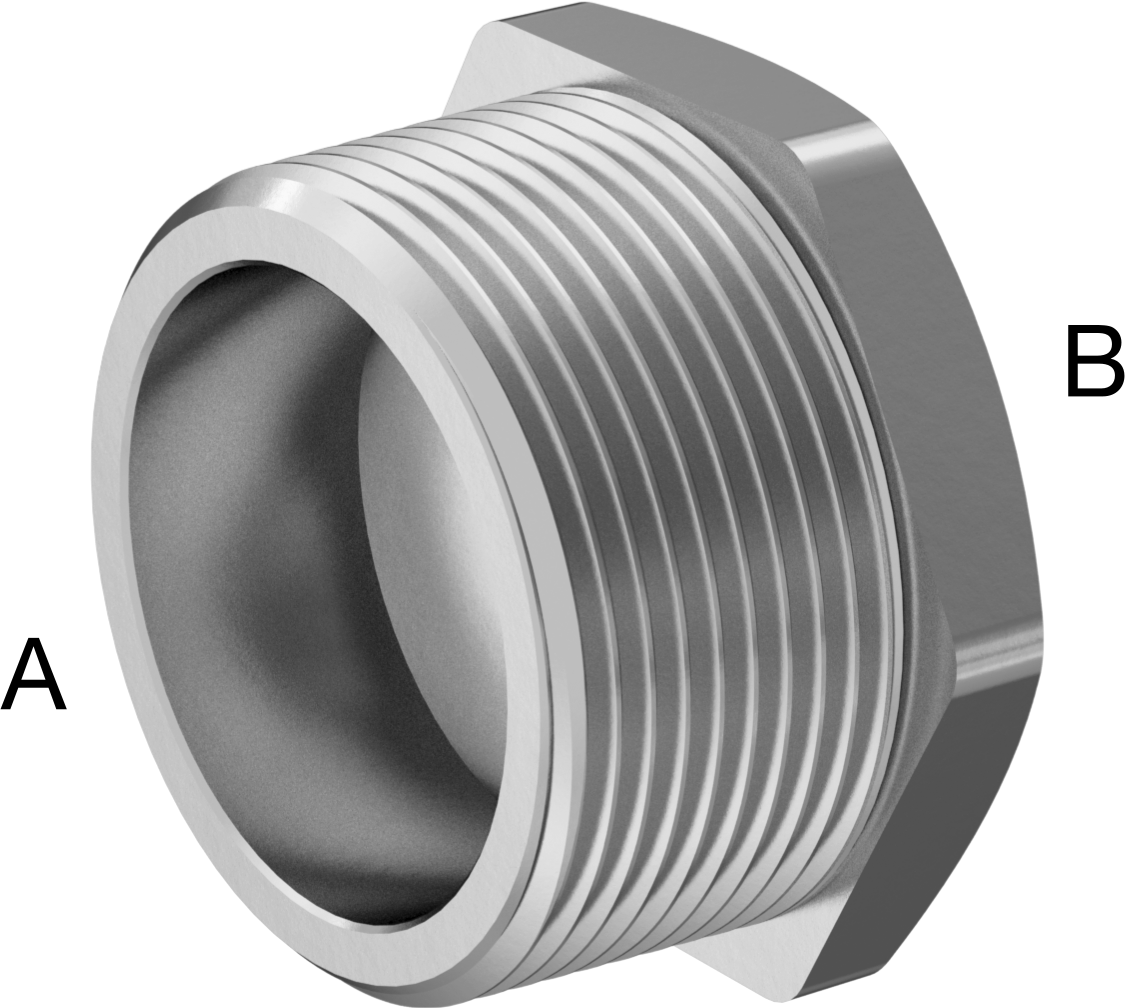 316 Paslanmaz Çelik Dişli Boru Bağlantı Elemanı, Düşük Basınç, Burç Adaptörü, 1-1/2 Erkek x 3/8 Dişi