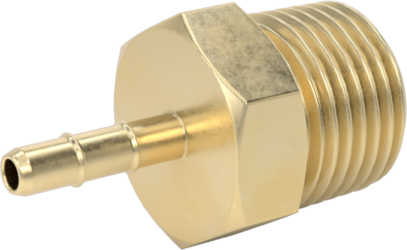Pirinç Düşük Basınçlı Dikenli Boru Bağlantısı, 3/32" Boru İç Çapı x 1/8 NPTF Erkek için Düz Adaptör