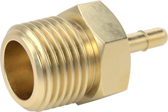 Pirinç Düşük Basınçlı Dikenli Boru Bağlantısı, 3/32" Boru İç Çapı x 1/8 NPTF Erkek için Düz Adaptör