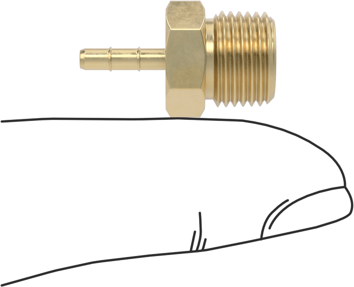 Pirinç Düşük Basınçlı Dikenli Boru Bağlantısı, 3/32" Boru İç Çapı x 1/8 NPTF Erkek için Düz Adaptör