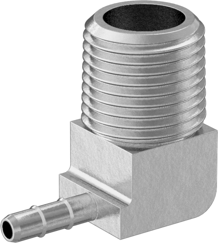 Pirinç Düşük Basınçlı Dikenli Boru Bağlantısı, 3/32" İç Çaplı Boru x 1/8 NPTF Erkek için 90 Derece Adaptör