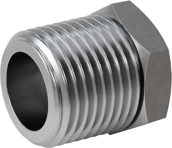 Düşük Basınçlı Boru Bağlantı Elemanı, Çelik, Altıgen Burç Adaptörü, 3/8 NPT Erkek x 1/4 NPT Dişi