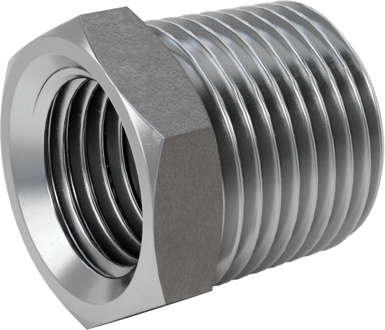 Düşük Basınçlı Boru Bağlantı Elemanı, Çelik, Altıgen Burç Adaptörü, 3/8 NPT Erkek x 1/4 NPT Dişi