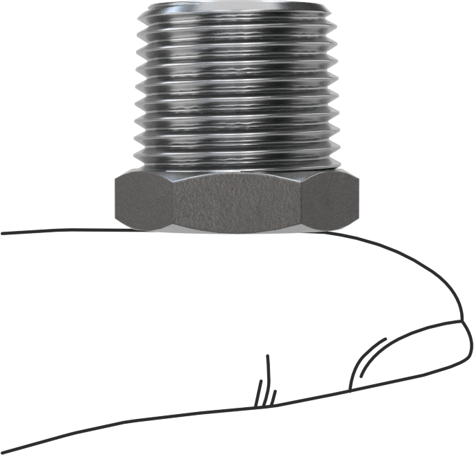 Düşük Basınçlı Boru Bağlantı Elemanı, Çelik, Altıgen Burç Adaptörü, 3/8 NPT Erkek x 1/4 NPT Dişi