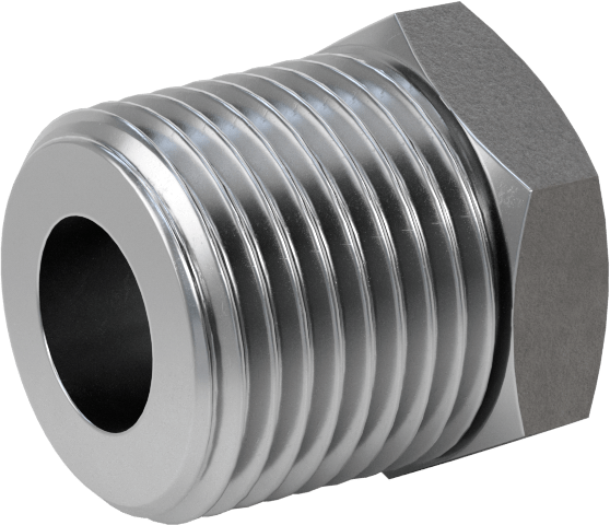 Düşük Basınçlı Boru Bağlantı Elemanı, Çelik, Altıgen Burç Adaptörü, 3/8 NPT Erkek x 1/8 NPT Dişi