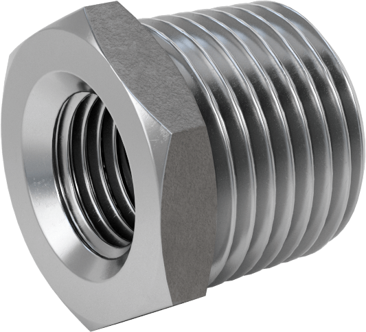 Düşük Basınçlı Boru Bağlantı Elemanı, Çelik, Altıgen Burç Adaptörü, 1/2 NPT Erkek x 1/4 NPT Dişi