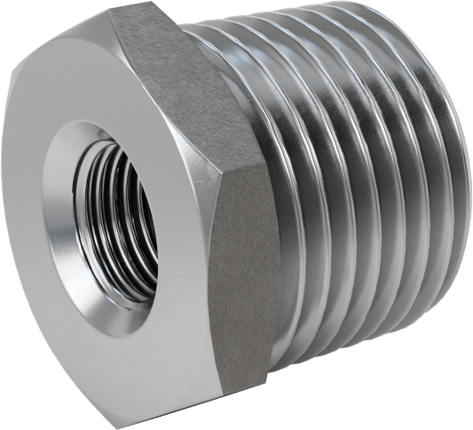 Düşük Basınçlı Boru Bağlantı Elemanı, Çelik, Altıgen Burç Adaptörü, 1/2 NPT Erkek x 1/8 NPT Dişi