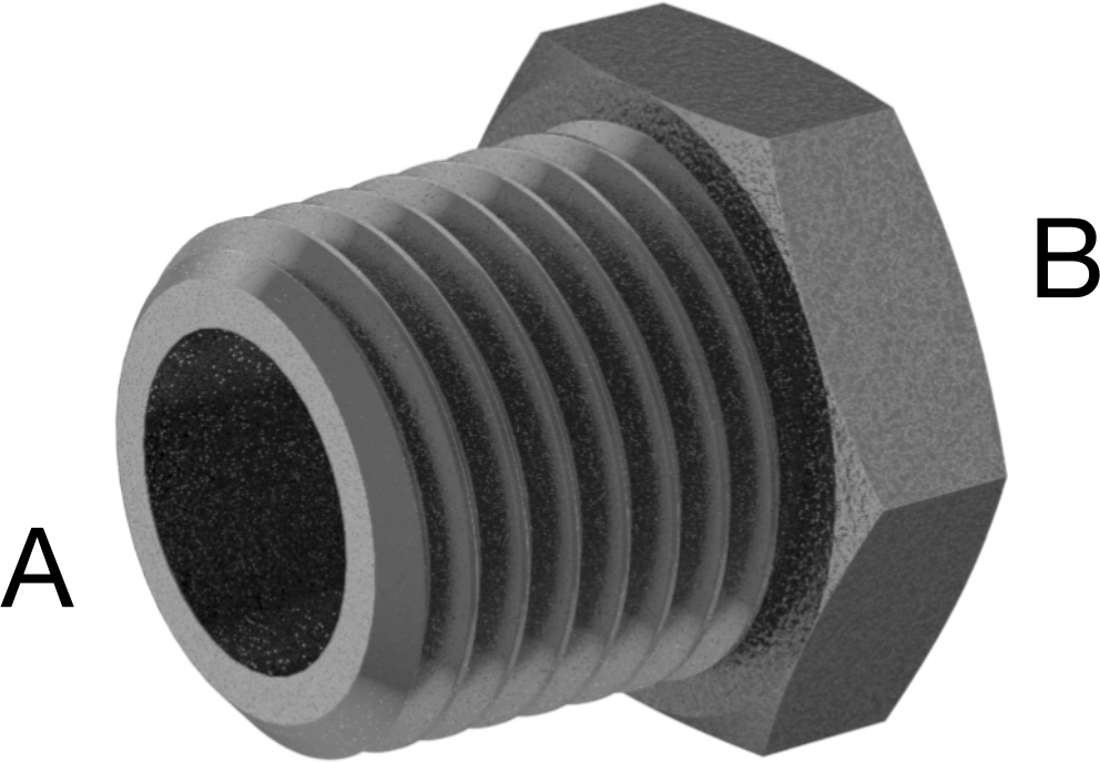 Düşük Basınçlı Boru Bağlantı Elemanı, Çelik, Altıgen Burç Adaptörü, 1/4 NPT Erkek x 1/8 NPT Dişi