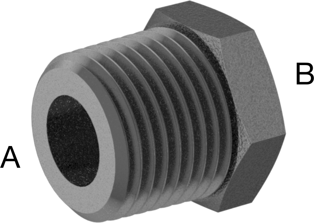 Düşük Basınçlı Boru Bağlantı Elemanı, Çelik, Altıgen Burç Adaptörü, 1/2 NPT Erkek x 1/4 NPT Dişi