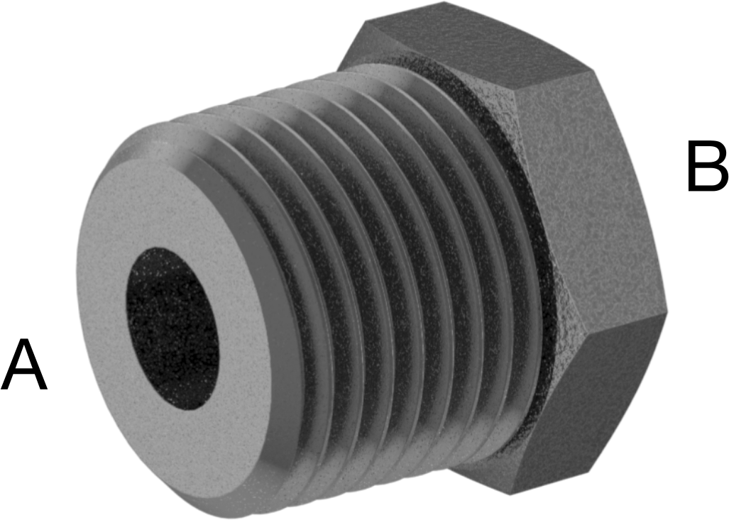 Düşük Basınçlı Boru Bağlantı Elemanı, Çelik, Altıgen Burç Adaptörü, 1/2 NPT Erkek x 1/8 NPT Dişi