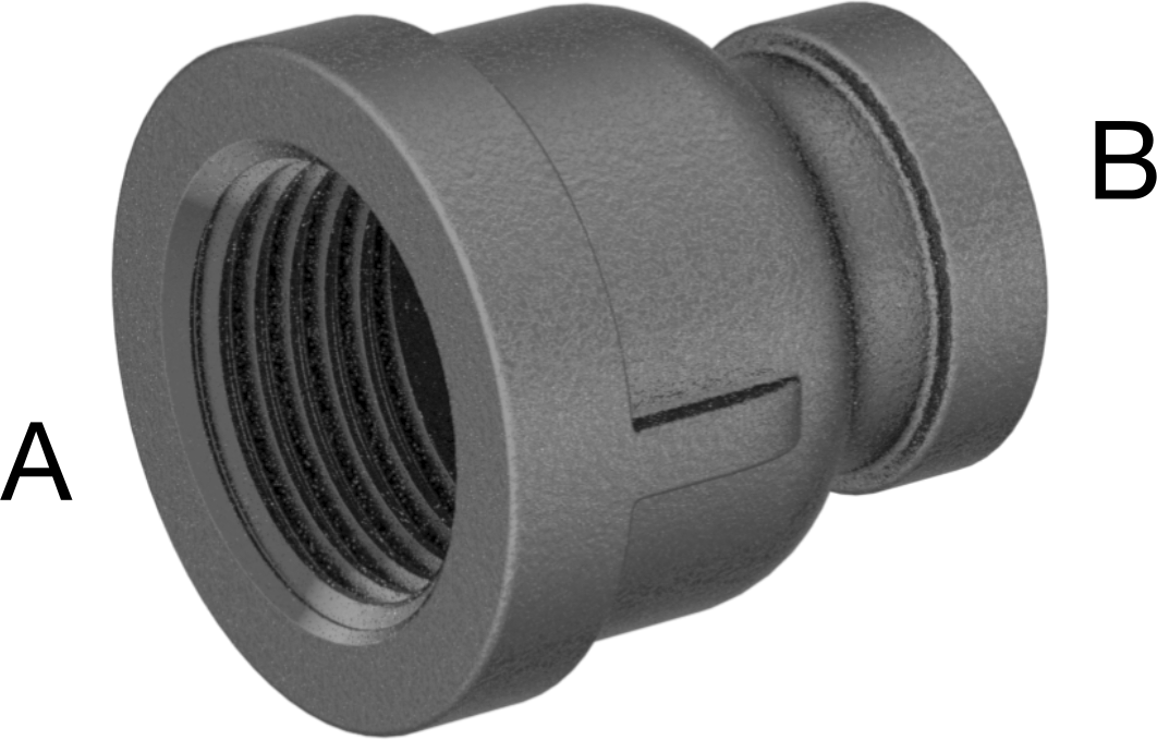 Düşük Basınçlı Boru Bağlantı Elemanı, Demir, Düz Redüktör, 1/2 x 1/4 NPT Dişi