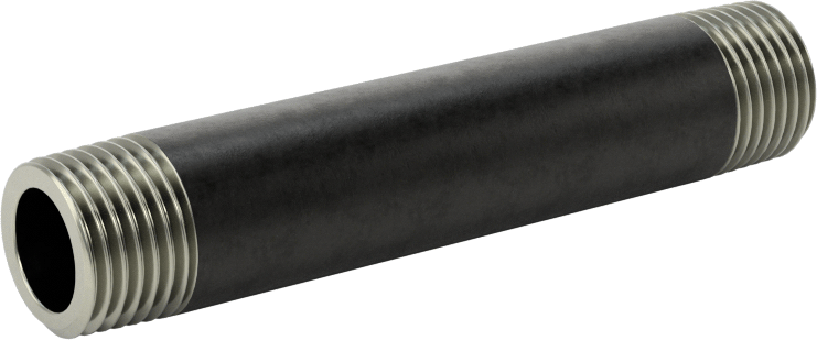 Standart Cidarlı Çelik Boru Nipeli, Her İki Ucu Dişli, 1/8 NPT, 2" Uzunluk