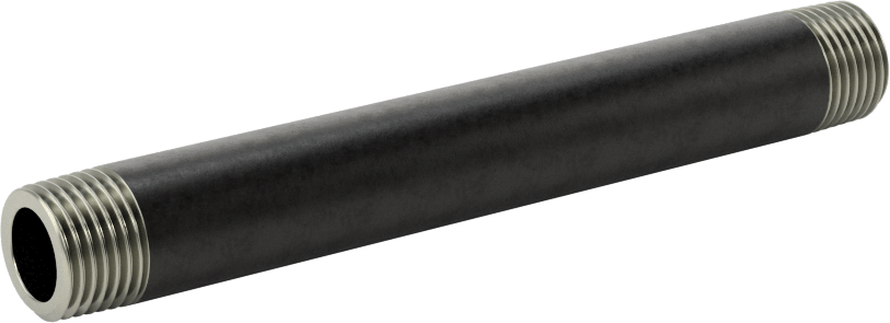 Standart Cidarlı Çelik Boru Nipeli, Her İki Ucu Dişli, 1/8 NPT, 3" Uzunluk