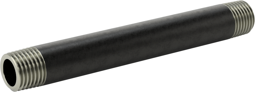 Standart Cidarlı Çelik Boru Nipeli, Her İki Ucu Dişli, 1/4 NPT, 4" Uzunluk