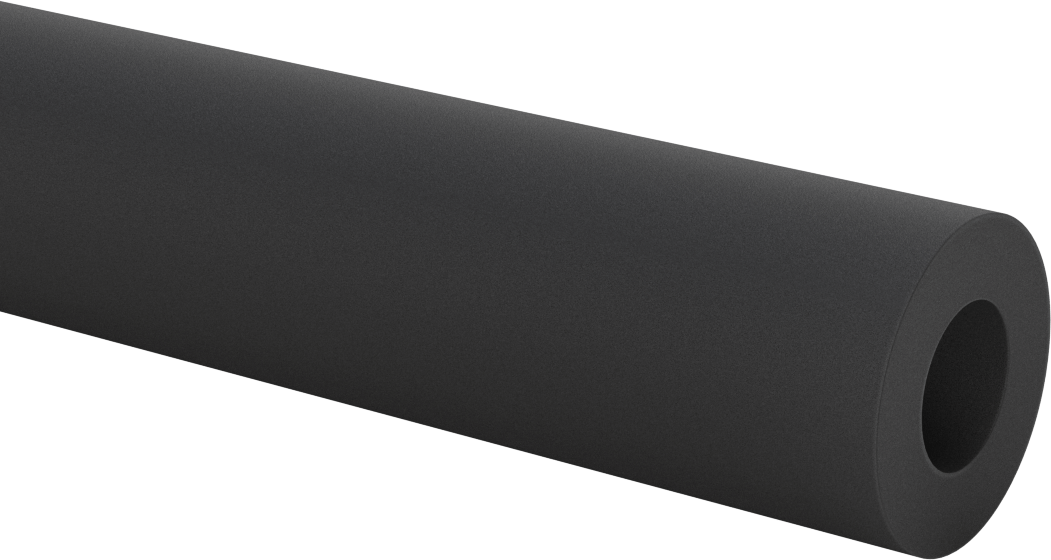 Esnek Kauçuk Köpük Boru Yalıtım Tüpü, Yarık Yok, EPDM, 1/2" Duvar Kalınlığı, 1" ID, 6 Fit Uzunluk
