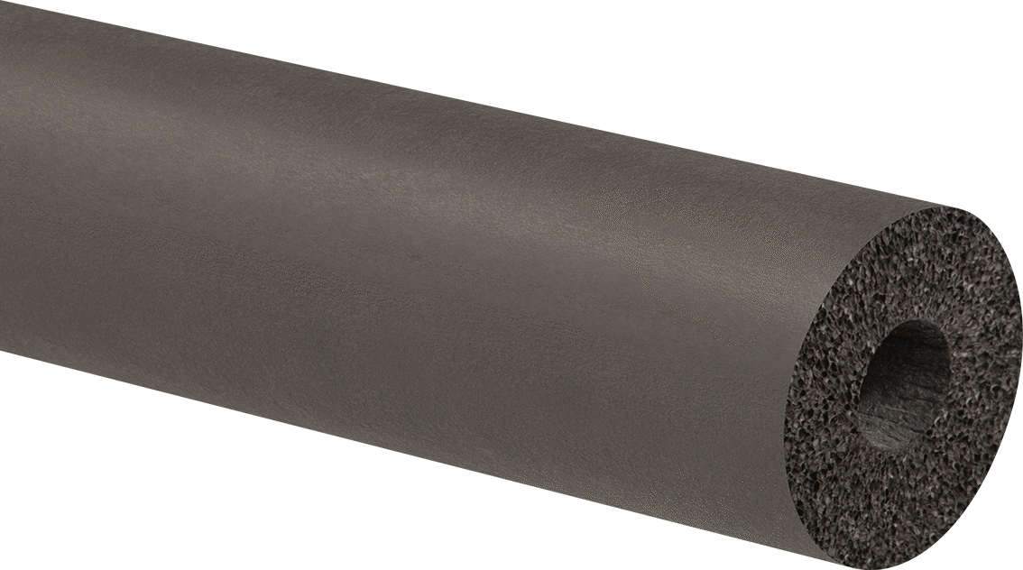 Esnek Kauçuk Köpük Boru Yalıtım Tüpü, Yarık Yok, EPDM, 1/2" Duvar Kalınlığı, 3/4" ID, 6 Fit Uzunluk